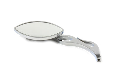 Druid Mirror Oval Style with Flame Billet Stem - V-Twin Mfg.