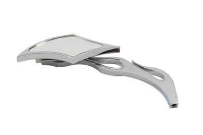 Druid Mirror with Flame Style Billet Stem - V-Twin Mfg.