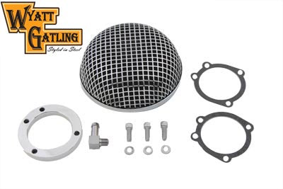 Wyatt Gatling Round Mesh Air Cleaner Chrome - V-Twin Mfg.