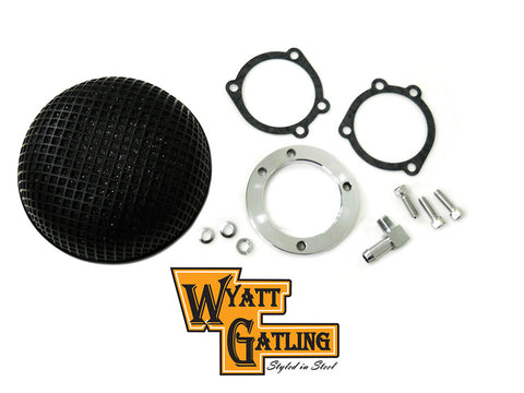 Wyatt Gatling Round Mesh Air Cleaner Black - V-Twin Mfg.
