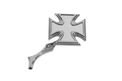 Chrome Maltese Mirror with Diamond Billet Stem - V-Twin Mfg.