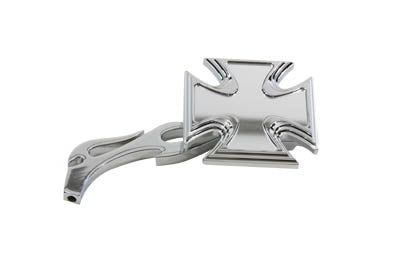 Chrome Maltese Mirror with Billet Flame Stem - V-Twin Mfg.