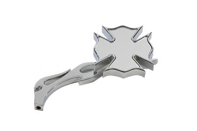 Chrome Firefighter Mirror with Billet Flame Stem - V-Twin Mfg.
