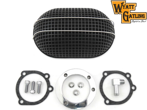 Wyatt Gatling Black Oval Mesh Air Cleaner - V-Twin Mfg.