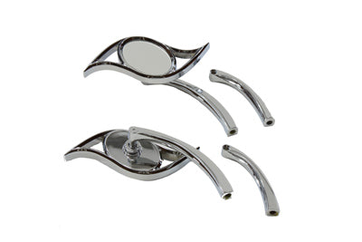 Villain Mirror Set with Curved Stems Chrome - V-Twin Mfg.