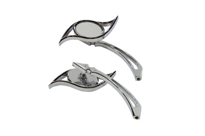 Villain Mirror Set with Spear Stems Chrome - V-Twin Mfg.