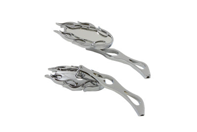 Fireball Mirror Set Chrome - V-Twin Mfg.