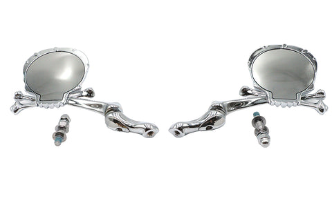 Skull Mirror Set with Bone Stem - V-Twin Mfg.