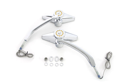 Diamond Shape Mirror Set with Billet Stems - V-Twin Mfg.