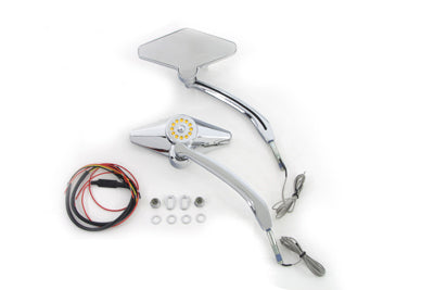 Diamond Shape Mirror Set with Billet Stems - V-Twin Mfg.