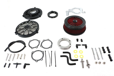 Extreme Billet Air Cleaner Kit Heathen Style Black - V-Twin Mfg.