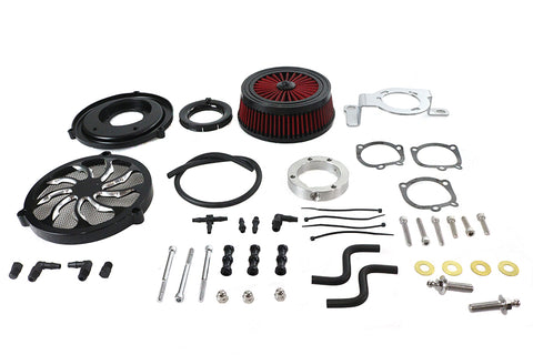Extreme Billet Air Cleaner Kit Torque Style Black - V-Twin Mfg.