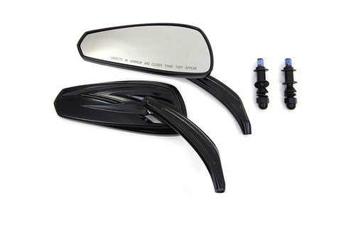 Gloss Black Tribal Teardrop Mirrors with Billet Stems - V-Twin Mfg.