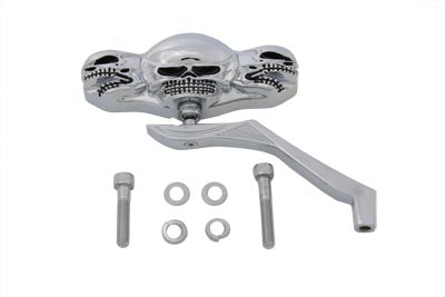 3 Skull Mirror with Billet Wing Stem - V-Twin Mfg.