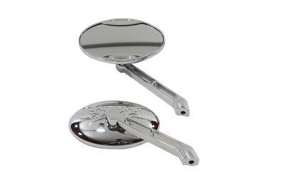 Oval Mirror Set Chrome - V-Twin Mfg.
