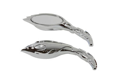 Flame Mirror Set Chrome - V-Twin Mfg.