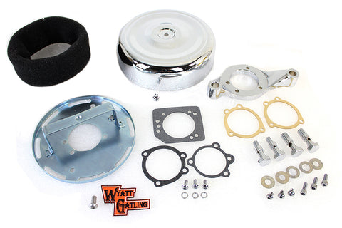 8 inch Round Air Cleaner Assembly Chrome - V-Twin Mfg.