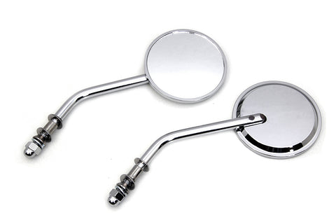Mini Round Mirror Set Chrome - V-Twin Mfg.