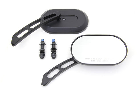 Oblong Mirror Set Black Billet - V-Twin Mfg.