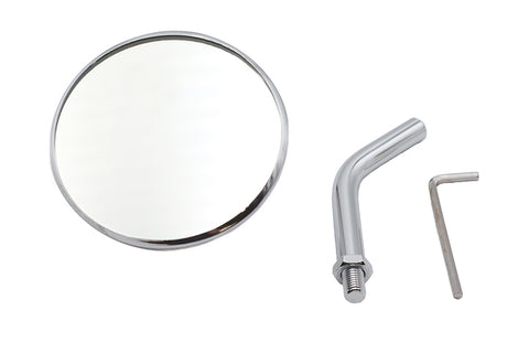 3 inch Round Mini Mirror Top Triple Tree Mount Chrome - V-Twin Mfg.