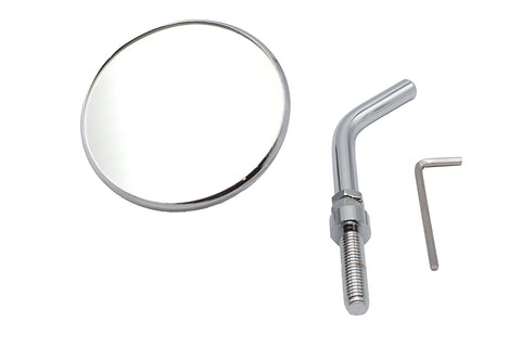 3 inch Round Mini Mirror Top Triple Tree Mount Chrome - V-Twin Mfg.