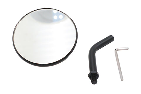 3 inch Round Mini Mirror Top Triple Tree Mount Black - V-Twin Mfg.