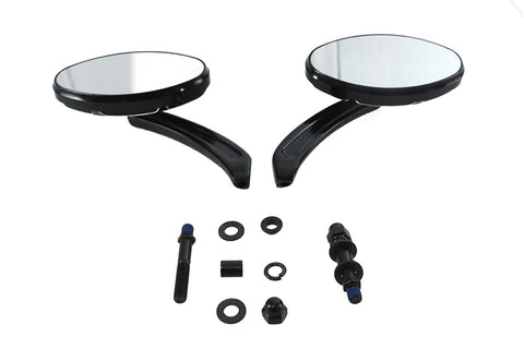 Wyatt Gatling Oblong Mirror Set Black - V-Twin Mfg.