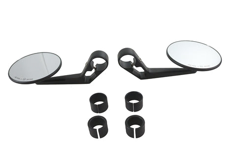 Wyatt Gatling Round Mirror Set Black - V-Twin Mfg.