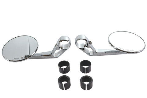 Wyatt Gatling Round Mirror Set Chrome - V-Twin Mfg.