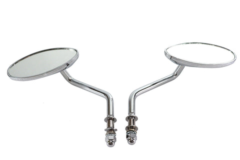 Wyatt Gatling Oval Mirror Set Chrome - V-Twin Mfg.