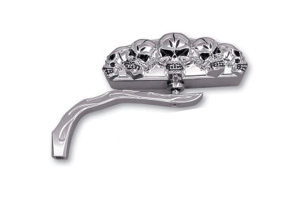 Chrome 5 Skull Mirror with Billet Worm Stem - V-Twin Mfg.