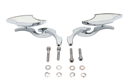 Lucifer Mirror Set Billet with Scroll Stem - V-Twin Mfg.
