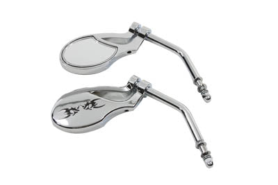 Oval Mirror Set Chrome - V-Twin Mfg.