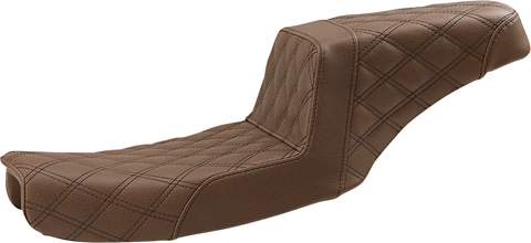 SADDLEMEN Step-Up Seat - Full Lattice Stitch - Brown - Dyna 891-04-175BR