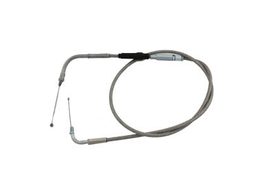 Braided Stainless Steel Throttle Cable with 40 inch Casing - V-Twin Mfg.
