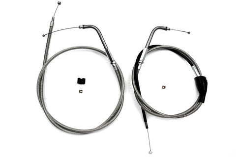 46 inch Stainless Steel Throttle and Idle Cable Set - V-Twin Mfg.