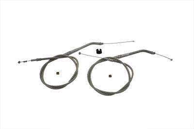 33.66 inch Stainless Steel Throttle and Idle Cable Set - V-Twin Mfg.