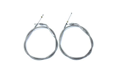 Stainless Steel Throttle and Idle Cable Set with 42 inch Cas - V-Twin Mfg.