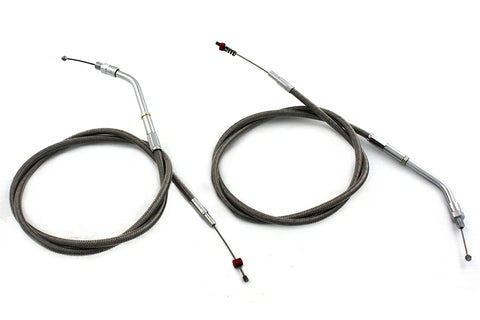 Stainless Steel Throttle and Idle Cable Set - V-Twin Mfg.