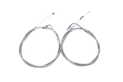 43.875 inch Stainless Steel Throttle and Idle Cable Set - V-Twin Mfg.