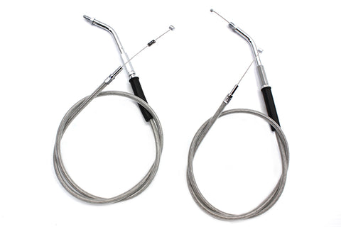 Stainless Steel Throttle and Idle Cable Set with 38 inch Cas - V-Twin Mfg.