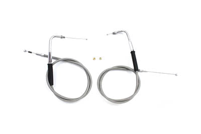 34 inch Stainless Steel Throttle and Idle Cable Set - V-Twin Mfg.