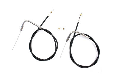 33-1/2 inch Black Throttle and Idle Cable Set - V-Twin Mfg.