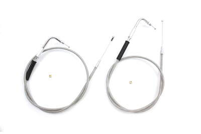 41-1/2 inch Stainless Steel Throttle and Idle Cable Set - V-Twin Mfg.