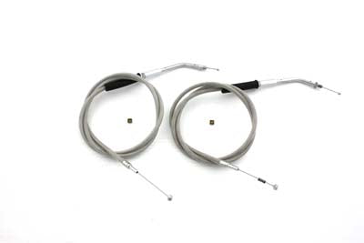 Stainless Steel Throttle and Idle Cable Set with 45.83 inch - V-Twin Mfg.