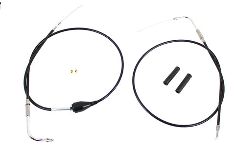 43 inch Stainless Steel Throttle and Idle Cable Set Black Co - V-Twin Mfg.