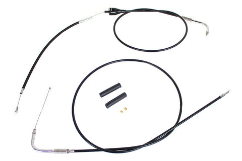 Stainless Steel Throttle and Idle Cable Set Black Coat +8 in - V-Twin Mfg.