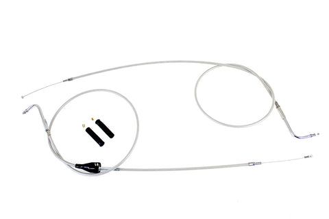 Stainless Steel Throttle and Idle Cable Set Clear Coat +8 in - V-Twin Mfg.