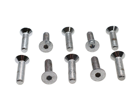 Allen Flat Head Screws Chrome 1/4 inch x 1 inch - V-Twin Mfg.