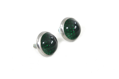 License Plate Frame Reflectors Green Glass - V-Twin Mfg.